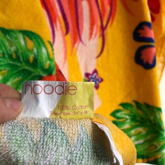 Yellow Hula Girl Floral Swim Towel Cover Up with Hood 🌺 - Picture 4 of 8